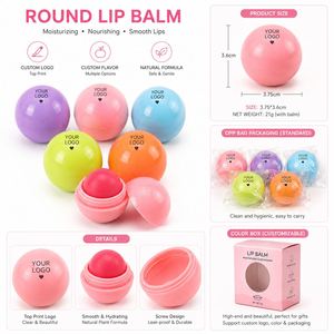 Baume à lèvres de haute qualité avec logo personnalisé, hydratant, écologique, anti-gerçures, en forme de boule - Product Image 3
