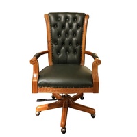 Chaise de bureau pivotante en cuir à dossier haut, design classique K265, pour usage gouvernemental, direction, entreprise, avec base en bois massif