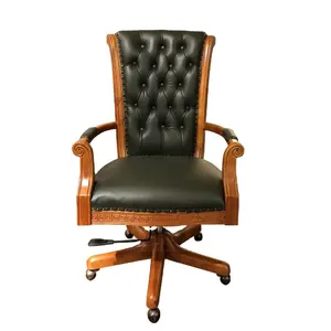K265 diseño clásico gobierno Presidente negocios uso alta de cuero giratorio ascensor de madera maciza silla de oficina