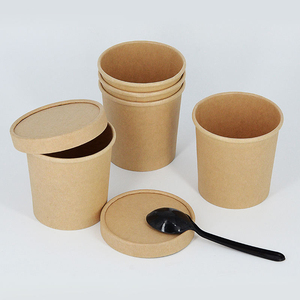 Tazón de Papel Kraft Biodegradable con Revestimiento de PLA para Sopa Caliente, Tazón de Papel Kraft para Llevar Comida, Recipiente para Sopa, Tazas para Sopa - Product Image 1