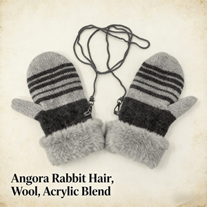 <span class=keywords><strong>Mitaines</strong></span> unisexe en mélange de laine et poils de lapin angora, à porter de deux façons, rayées, doublées Sherpa, avec cordon anti-perte, pour ski, voyage, cyclisme - Product Image 6