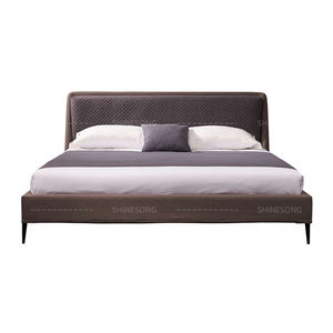 गर्म बिक्री लक्जरी आधुनिक सुरुचिपूर्ण बेड घर बेडरूम फर्नीचर सेट ठोस लकड़ी के फ्रेम चमड़े के राजा रानी बिस्तर - Product Image 3