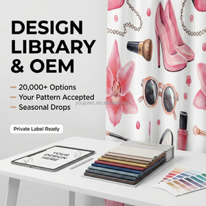 Rideau occultant de luxe européen à motif de maquillage numérique, thème de créateur de mode et de beauté, occultant 95 % de la lumière, thermique - Product Image 4