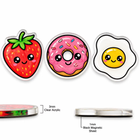 Aimant de réfrigérateur personnalisé en acrylique, tranche de pizza, motif alimentaire Kawaii, découpé à la forme, 3 mm, support magnétique noir, en vrac, décoration de cuisine