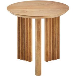 Modern Solid Mango Wood <b>Round</b> <b>Console</b> <b>Table</b> with Fluted Legs Midcentury Modern Villa & Hotel Living Room Furniture - Product Image 3