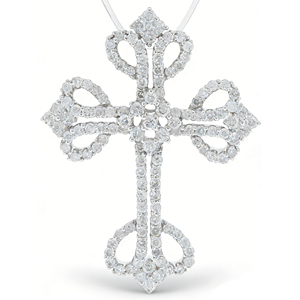 CUSTOM SILVER 10K/14K/18K GOLD PLATED LAB GROWN CVD DIAMOND CLASSIC ENGAGEMENT GIFT SWEATER <b>CHAIN</b> NECKLACE <b>CROSS</b> PENDANT - Product Image 1