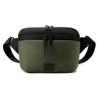 Sac banane imperméable en PU léger et tendance pour homme, idéal pour le sport, les loisirs en extérieur, avec fermeture éclair