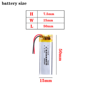 500mah <span class=keywords><strong>Lipo</strong></span> 배터리 751550 <span class=keywords><strong>3.7v</strong></span> 디지털 장치 용 리튬 폴리머 배터리 충전 - Product Image 2