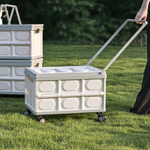 Quá Khổ bền di động nhựa CuộN container tay kéo gian hàng xe đẩy có thể gập lại cắm trại giỏ hàng cho cắm trại ngoài trời xe dã ngoại - Product Image 1