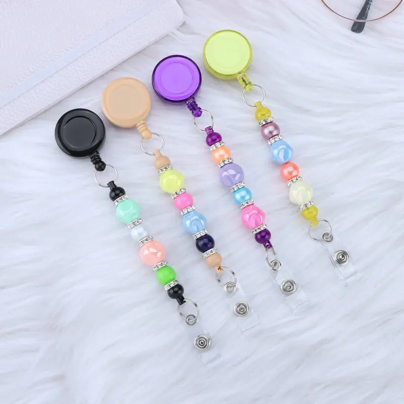 DIY beads Color Plastic Colorful Retractable Badge Holder Reel factory hospital doctor nurse name card