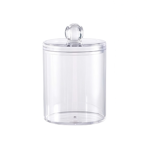 Organizador Transparente Estético con Tapa, Recipiente Hermético para Guardar Hisopos, Discos y Esponjas de Maquillaje - Product Image 1
