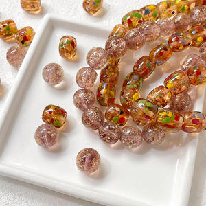 Vidrio luminoso onda punto hoja de oro agujero recto cuenta redonda DIY joyería hecha a mano pulsera collar cuenta accesorio Material - Product Image 4