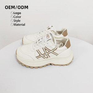 Scarpe Sportive Casual da <span class=keywords><strong>Donna</strong></span> alla Moda con Logo Personalizzato, Suola Spessa, Leggere, con Lacci, in <span class=keywords><strong>Pelle</strong></span> Sintetica - Product Image 1