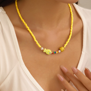Collier de perles colorées pour femmes, style japonais, forme d'animal, breloque poisson tropical, bijoux de fête - Product Image 4