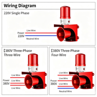 Alarme sonore et lumineuse automatique 220V 380V avec sirène stroboscopique, avertisseur sonore et lumineux avec batterie intégrée pour usine et entrepôt