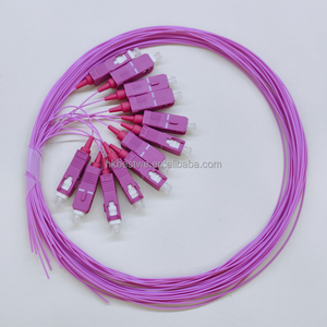 High Speed Custom Length Available 0.9mm 1.5m 12pcs SC/UPC Multimode OM4 LSZH Jacket Purple Fiber Optical Pigtails - Product Image 3