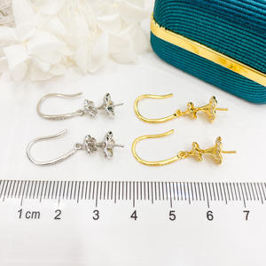 Accessoires en argent S925 pour la création de bijoux, perles rondes de 10 à 15 mm, 21416, boucles d'oreilles pendantes avec support vide, boucles d'oreilles dissimulées, accessoire de mode - Product Image 4