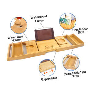 Built-in Regolabile di Lusso di Bambù di Legno <span class=keywords><strong>Bagno</strong></span> <span class=keywords><strong>Vasca</strong></span> <span class=keywords><strong>Da</strong></span> <span class=keywords><strong>Bagno</strong></span> Caddy Vassoio <span class=keywords><strong>Vasca</strong></span> <span class=keywords><strong>Da</strong></span> <span class=keywords><strong>Bagno</strong></span> di <span class=keywords><strong>Bordo</strong></span> e la Caddy con Estendere Lato - Product Image 2