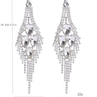 Hochwertige Luxus-Brautohrringe mit Quasten und Strass, Silberbeschichtet, Pyramidenform, Klassischer Stil, Sommer-Messingschmuck