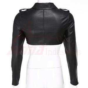 Chaqueta corta de cuero suave para mujer, venta al por mayor - Product Image 2