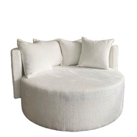 Meubles de salon décontractés, canapé simple en peluche blanc doux, canapé rond en bouclette, fauteuil rond blanc