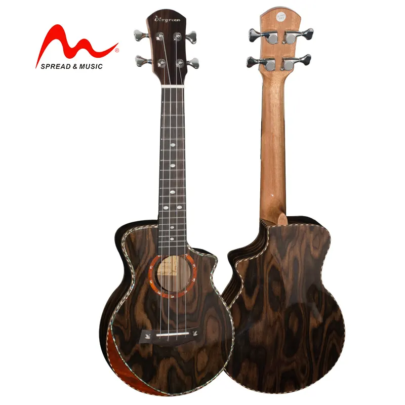 24 inch solid black wood exotic ukulele