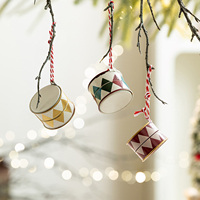 Décorations de Noël nordiques : Gongs et tambours peints, pendentifs en fer forgé, ornements de bureau, décorations pour sapin de Noël