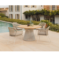 Ensemble de table à manger 4 places, table ronde, mobilier d'extérieur, structure en métal, chaise d'extérieur, jardin