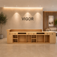 Comptoir de réception moderne à double niveau avec design de style industriel, adapté aux groupes de construction, OEM