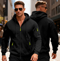 Pull en molleton épais de style américain pour homme, décontracté, à capuche, pour le travail, fermeture éclair, chemise à manches longues