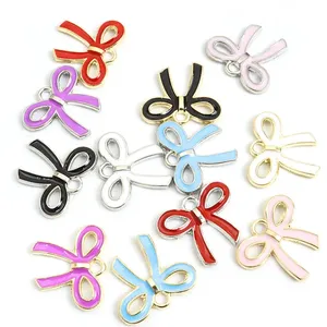 Girls Sweet Ornament Pendants For DIY Necklace Bracelet Earrings Gifts Ins Style Colourful Bowknot Enamel Charms