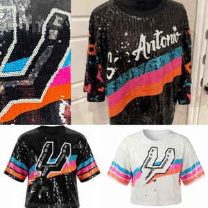 Nouvelle Blouse Noire à Paillettes San Antonio pour Femmes – Mode Luxe, Fan de Basketball, Antonio Fiesta, Tops Amples à Paillettes - Product Image 5