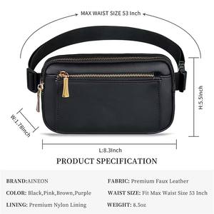 Cute <strong>Plus</strong> <strong>Size</strong> Waterproof Unisex Polyester Fashion Black PU Leather Waist Pack Fanny Bag Adjustable Strap Zipper Closure - Product Image 4