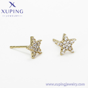 98846 Xuping đồ trang sức quyến rũ sao hình 14K mạ vàng môi trường đồng Stud Bông tai với trắng tổng hợp CZ cho phụ nữ - Product Image 5