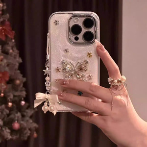 Funda para teléfono con diseño coreano de Instagram, con estrellas y mariposas de diamantes de imitación, para iPhone 17/16 Pro Max, para iPhone 15/13, aspecto premium - Product Image 3