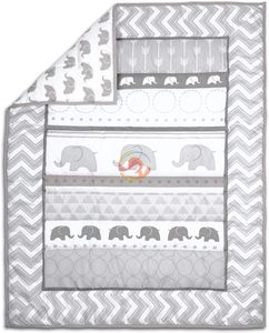 Juego de 4 Piezas para <span class=keywords><strong>Cuna</strong></span> de Bebé con Estampado de Elefantes, Transpirable, Protector de <span class=keywords><strong>Cuna</strong></span>, Juego de Ropa de Cama para Bebés - Product Image 2