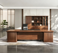 Bureau de direction moderne en forme de L, grand bureau en MDF pour manager avec armoire latérale pliable et tiroirs pour mobilier de bureau