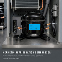 Compresseur de réfrigération hermétique QDZH35G DC 12-24V R134a, boîtier en acier scellé, extrémités de tubes en cuivre pour système de refroidissement