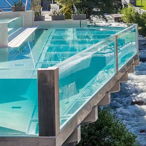 Barrière de <span class=keywords><strong>piscine</strong></span> en acrylique Conception de bord personnalisable Revêtement anti-UV Clôture de sécurité légère pour la coupe de piscines commerciales résidentielles - Product Image 4