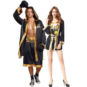 Disfraces de Boxeador Sexys para <span class=keywords><strong>Hombre</strong></span> y Mujer, Traje Negro para Juego de Roles, Disfraces de Boxeador para Halloween, Disfraces para Parejas Adultas - Product Image 1
