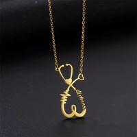Collar con colgante de nombre personalizado a la moda, collar de estetoscopio de amor personalizado, regalo de cumpleaños para el Día de San Valentín para tu amante