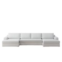 Grand canapé modulaire moderne en forme de U confort siège profond large bras carré recouvert de tissu rembourré salon sectionnel