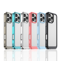 Nouvelles coques de protection colorées en acrylique transparent souple TPU, couleur unie, légères, avec boutons électroplaqués pour téléphone