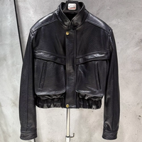 Veste en cuir grainé marron, vestes en cuir d'agneau véritable, vestes bomber courtes pour femmes