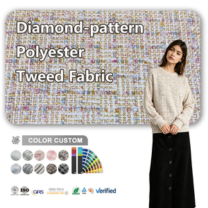 La tela de Tweed de poliéster con patrón de diamantes de hilo dorado de <span class=keywords><strong>siete</strong></span> colores se utiliza para hacer diademas y bolsos de ropa - Product Image 1