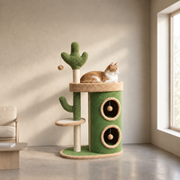 Arbre à chat en sisal avec griffoir et deux niches, stable et peu encombrant, pour vente en gros