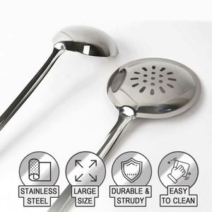 Reusable Kitchenware 201 Stainless Steel Kitchen Cooking Utensil Set Soup Ladle Slotted Pasta and Turner Cooking Tool - Product Image 2