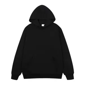 Sudadera con capucha de manga larga con capucha de color puro de algodón y lana con logotipo personalizado abrigo Top femenino suelto informal para hombre