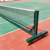 Filet de pickleball mobile avec roues, filet de taille réglementaire professionnel robuste avec tendeur à manivelle et roulettes verrouillables