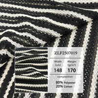 Tissu de tricot chaîne à rayures texturées de luxe | Matériau extensible côtelé pour robes de mode, vêtements de sport et rembourrage